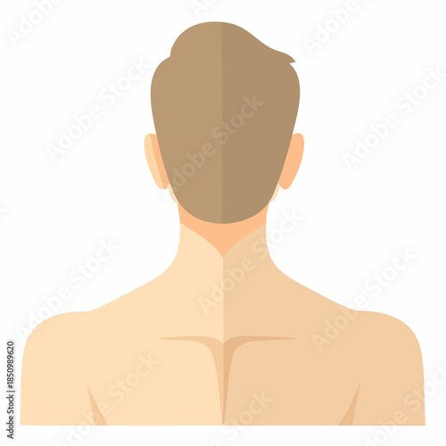 Simplified Rear View Illustration of a Man's Head and Shoulders Against White Backdrop