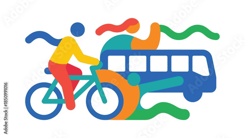 Diverse Transportation Methods Illustrated with Colorful Figures.