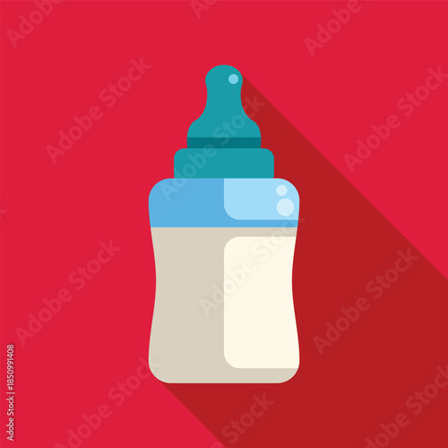 Baby bottle full of milk, simple and cute icon or logo, childcare and motherhood concept