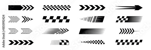 Motorsport Racing Stripe and Checkered Flag Vector Illustration