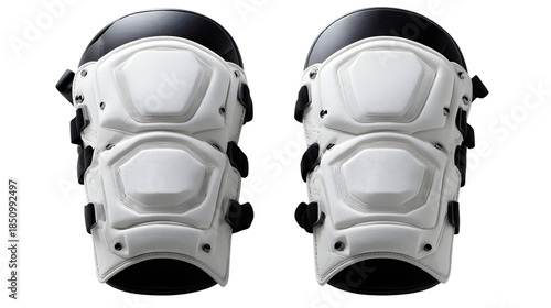 White knee pads with reinforced protection isolated on white background