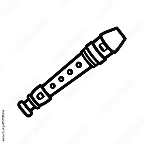Simple black and white illustration of a recorder