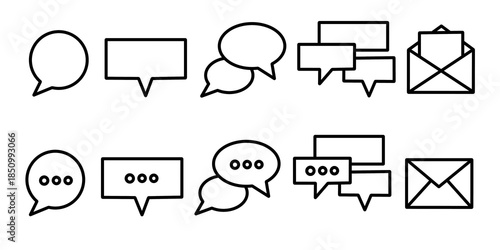 Message icon set. Contain icon related to bubble, mail. Collection of outline illustration. Transparent icon set.