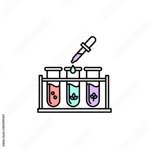 Laboratory test tubes with pipette illustration.