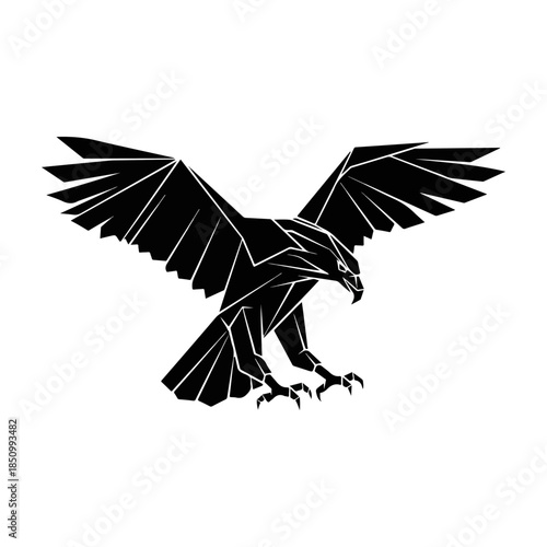 Majestic Geometric Eagle Silhouette in Flight.