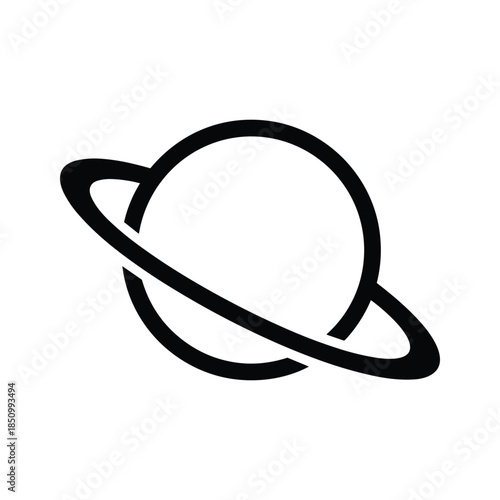 Black simple planet icon illustration