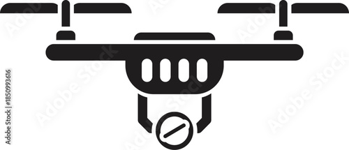 Black silhouette of drone carrying medicine, representing modern pharmaceutical delivery methods