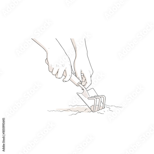 Two hands gripping a trowel as they dig into soil.