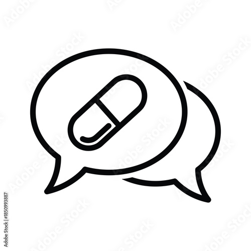 Medical capsule in speech bubble icon