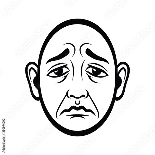 Angry bald man face expression