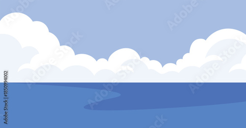 Horizon, ocean, sea and cloudy sky, seascape scenery