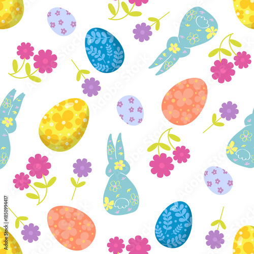 easter seamless pattern on transparent background 