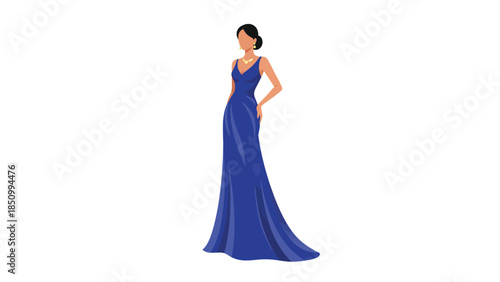 Elegant Woman in a Royal Blue Evening Gown.