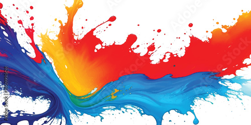 Dynamic Spectrum Ink Splash With  Colorful Paint Explosion with Fluid Drips. Abstract Rainbow Art for Creative Design, Marketing, and Modern Presentations.