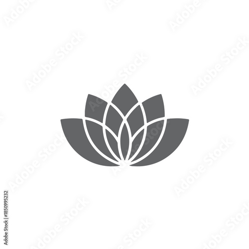 Title: Minimalist Geometric Lotus Flower Icon Vector Illustration for Yoga Spa and Wellness Branding
