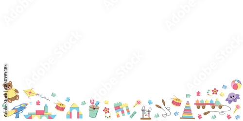 Baby Toy Border with Space for Text – Bottom Aligned Frame