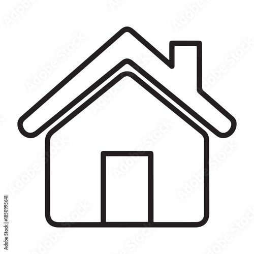 Minimal home icon, line style, black on white, for mobile app UI