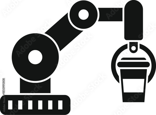 Robotic arm holding a coffee cup, representing automation in food service and beverage industry