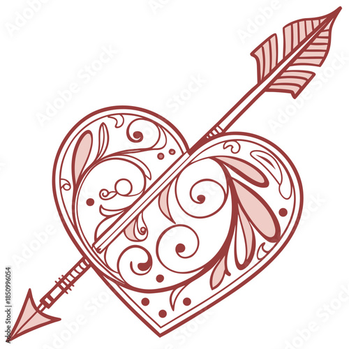 Hand Drawn Heart And Arrow Flourishes  Classic Rom