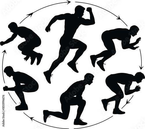 Man's Fitness Routine Cycle Silhouette exercise workout