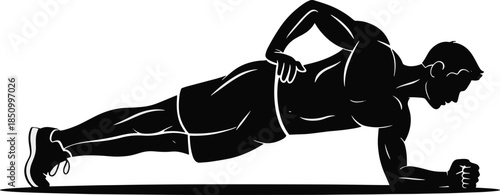 Man Doing Plank Exercise Silhouette fitness workout