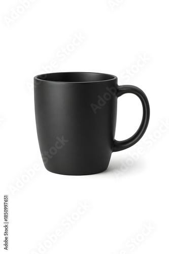 matte black ceramic coffee mug isolated on white