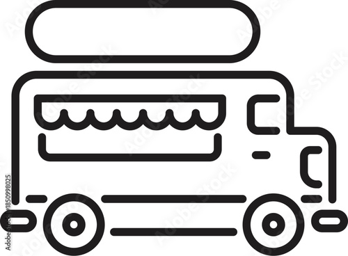 Food truck is offering street food and fast food services, with speed lines representing fast delivery