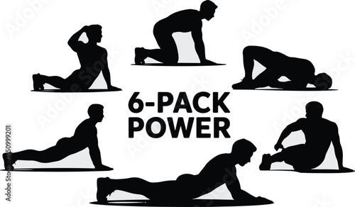 6- Pack Power Abdominal Workout Silhouettes male fitness