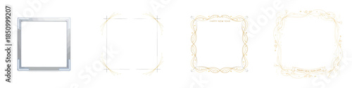 Sparkling Line Art Frame. Happy New Year 2026. Vector, minimalist, illustration, icon set.