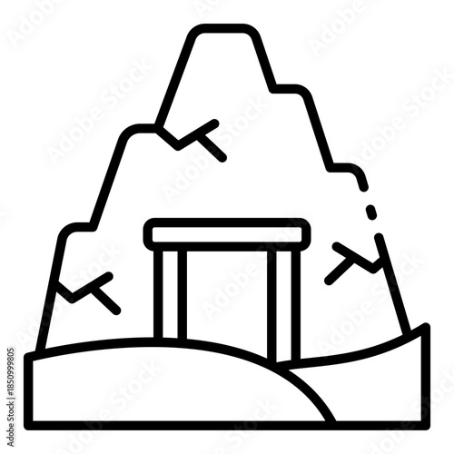 cave icon. rocky entrance. shows cavern view. Mining and adventure