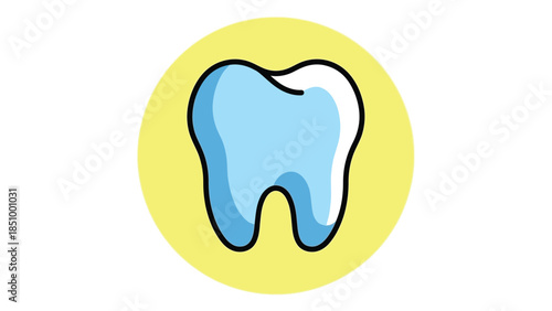 Healthy Blue Tooth Icon on Yellow Circle Background.