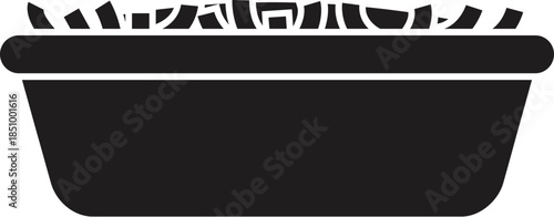 Simple black glyph icon representing a container holding shredded paper, perfect for recycling projects and promoting eco friendly practices