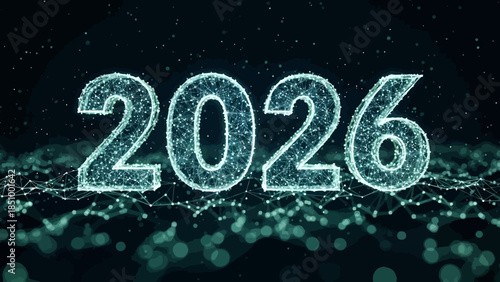 Glowing 2026 digital network concept with futuristic lighting effects