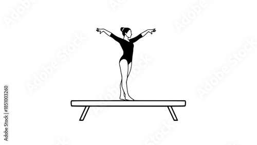 Gymnastics balance beam black white icon