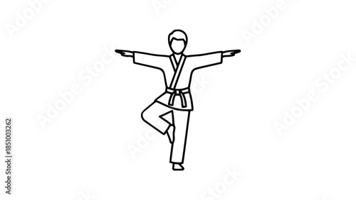 Martial arts balance black white icon