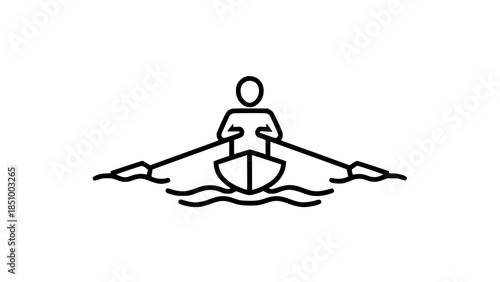Rowing water endurance black white icon