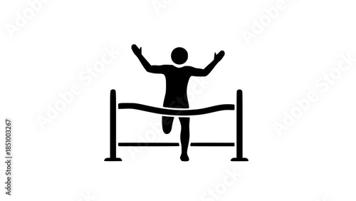 Running sprint finish black white icon
