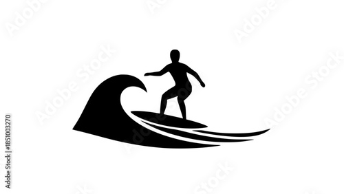 Surfing water control black white icon