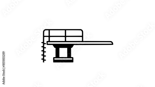 Diving board jump black white icon