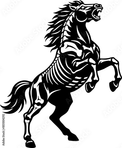 Rearing Skeleton Horse Mascot Illustration Vector Graphic Design