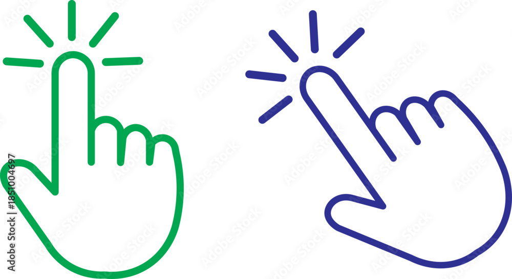 Obraz premium Click and Point Hand Cursor. Computer mouse click cursor icon set