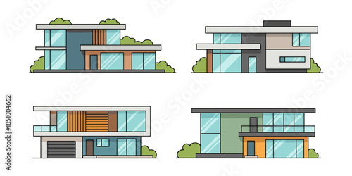 Modern minimal houses set for real estate business