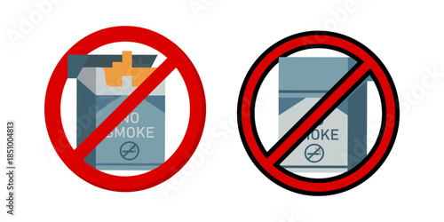 No smoking sign prohibiting cigarettes flat design