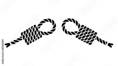 Symmetrical design featuring two wrapped rope loops in black silhouette style