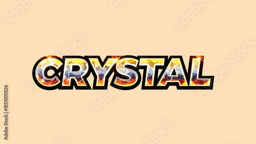 The word CRYSTAL with a metallic and reflective surface effect.