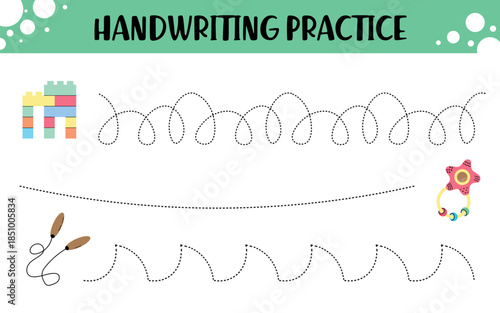 Handwriting Practice Worksheet with Loops and Curves for Preschool Kids