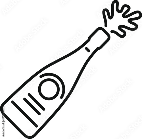 Champagne bottle icon showing sparkling wine splashing, symbolizing celebration and success