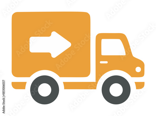 Delivery truck vector with right arrow icon in flat orange style — stock vector