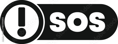 Sos emergency signal icon with an exclamation mark representing alert and distress