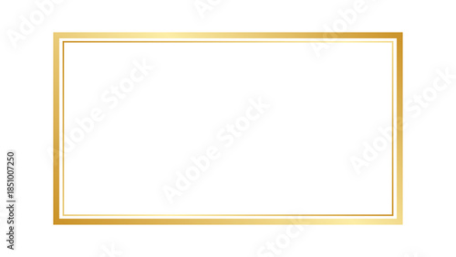 Simple and luxury rectangular shiny golden frame Vector art. Golden gradient metallic border. Premium metal golden frame overlay for luxury design and branding projects. Vector illustration.